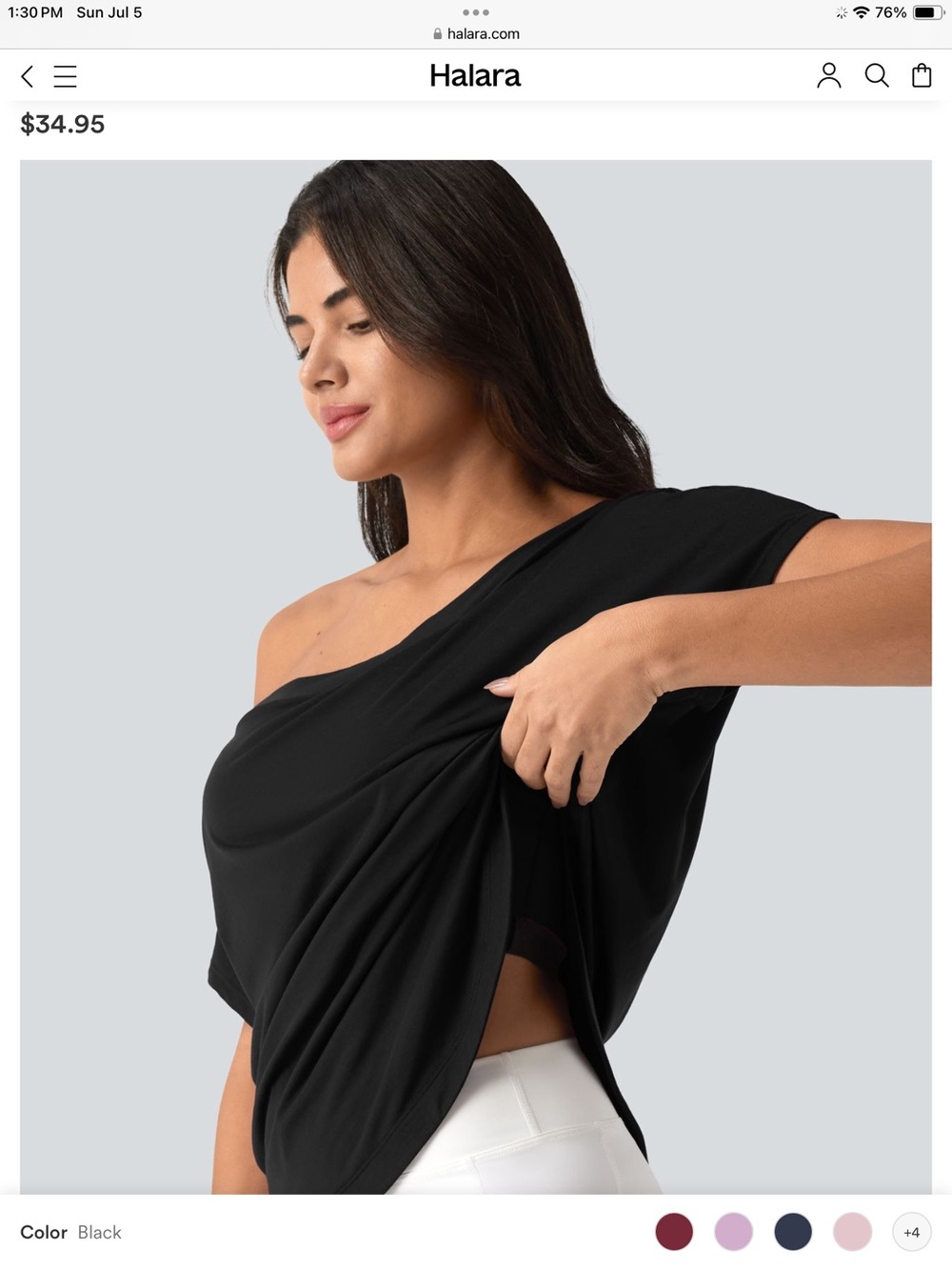 HALARA One Shoulder short Sleeve  Hem High-Low Quick Dry Yoga Top - Picture 4 of 4